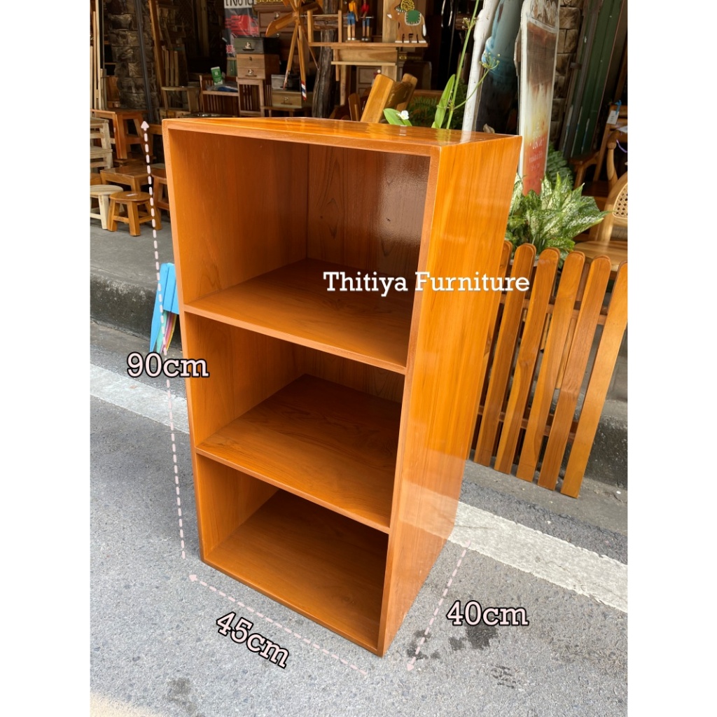 ชั้นวางของอเนกประสงค์ ไม้สักแท้ ขนาด40x45xสูง90cm ตู้3ชั้น โต๊ะข้างเตียง