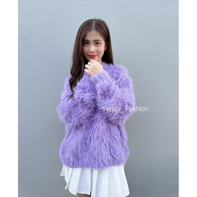 เสื้อแขนยาวไหมพรมขนมิ้งฟูนิ่ม