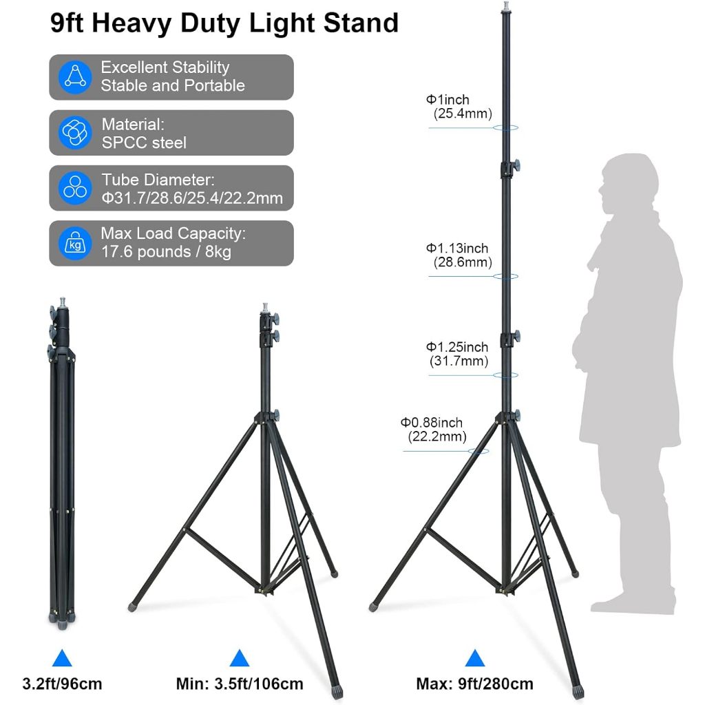LINCOขาตั้งไฟ  2.8เมตร แข็งแรง  สำหรับงานหนักสำหรับ Studio SoftBox MonoLight และอุปกรณ์ถ่ายภาพอื่น ๆ