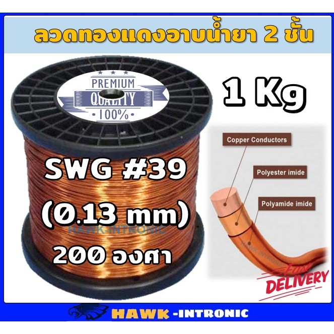 ลวดทองแดงอาบน้ำยา 2 ชั้น เบอร์#35#36#37#38#39 ลวดพันมอเตอร์ มอเตอร์ปั๊มน้ำ พัดลม ไดนาโม หม้อแปลง