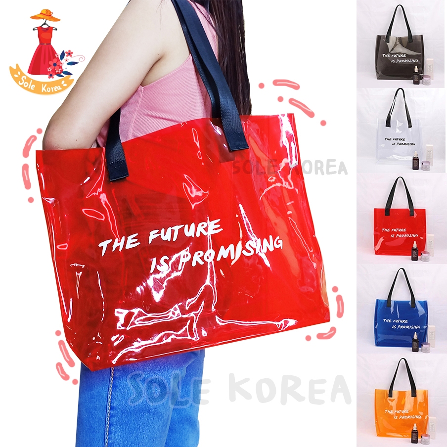 กระเป๋า สะพายข้าง PVC ใส กันน้ำ แฟชั่น ราคาถูก Tote Bag