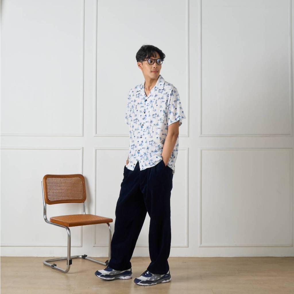Shirtoria Hawaii เสื้อเชิ้ตแขนสั้นผู้ชาย non iron ลายsail ราคา ถูกที่สุด ดีลบีเคเค แกลเลอรีภาพที่ 3