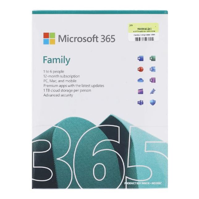 MICROSOFT 365 (ไมโครซอฟต์ 365) MICROSOFT 365 FAMILY (1 TO 6 PEOPLE - ENGLISH - 12-MONTH SUBSCRIPTION - FPP - 6GQ-01896)