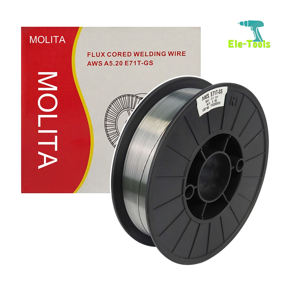 MOLITA ลวดเชื่อมฟลักคอร์ FLUX CORE เชื่อมไม่ใช้แก๊ส ขนาด 0.8mm 1.0 mm หนัก 5 kg ลวดเชื่อมมิ๊ก MIG ฟลักซ์คอร์ ลวดเชื่อม