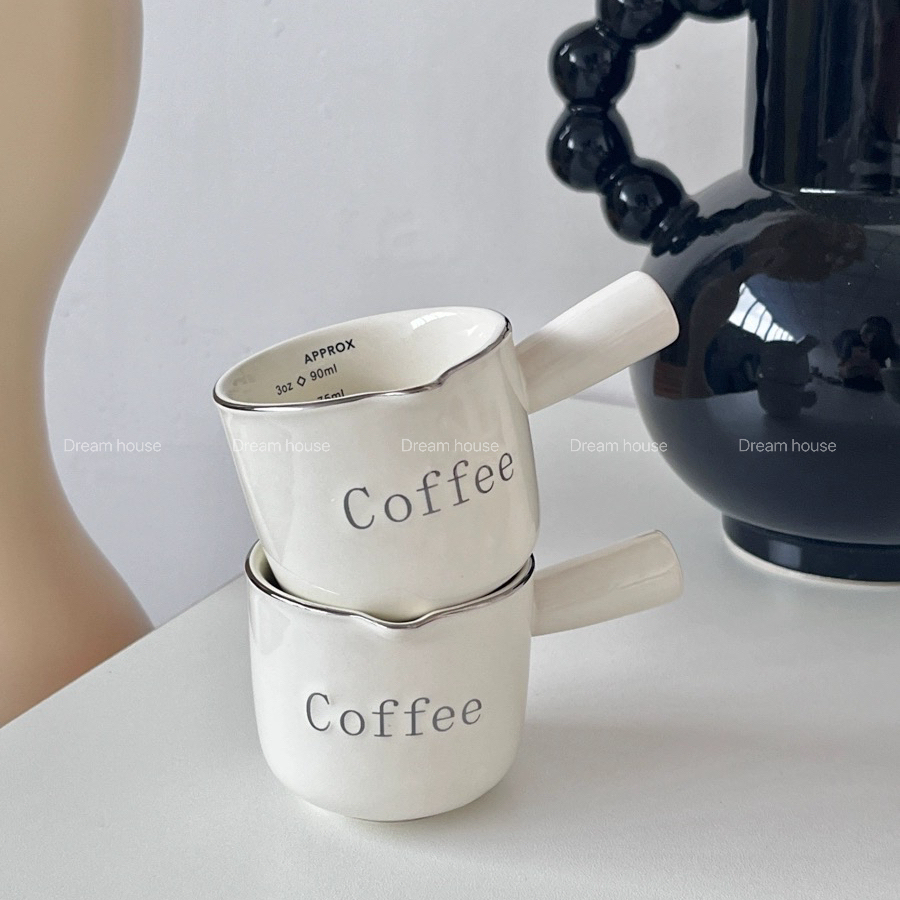 ถ้วยตวงกาแฟ ทนความร้อนสูง ขนาดเล็ก แก้วตวง ถ้วยตวงเซรามิก 90 มล พร้อมสเกลวัด แก้วช็อตกาแฟเอสเปรสโซ่