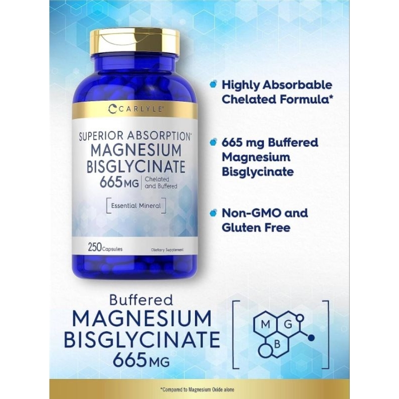 พร้อมส่ง Magnesium Bisglycinate 665 mg., 250 Capsules