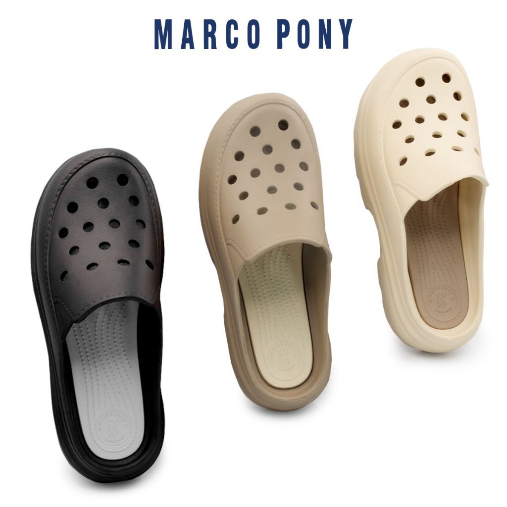Marco Pony รองเท้าหัวโตส้นสูงผู้หญิง แฟชั่น 5CMพื้นหนา เพิ่มความสูง กันลื่น ลําลอง เหมาะกับฤดู นิ่มเหมือนเหยียบขี้MH9020