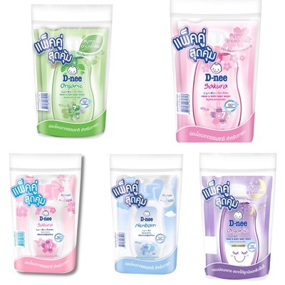 (แพ็คคู่ สุดคุ้ม) D-nee Organic For New Bron Head & Body Baby Wash (350X2 ml.) ดีนี่ ออร์แกนิค อาบและสระ มี 5 สูตร
