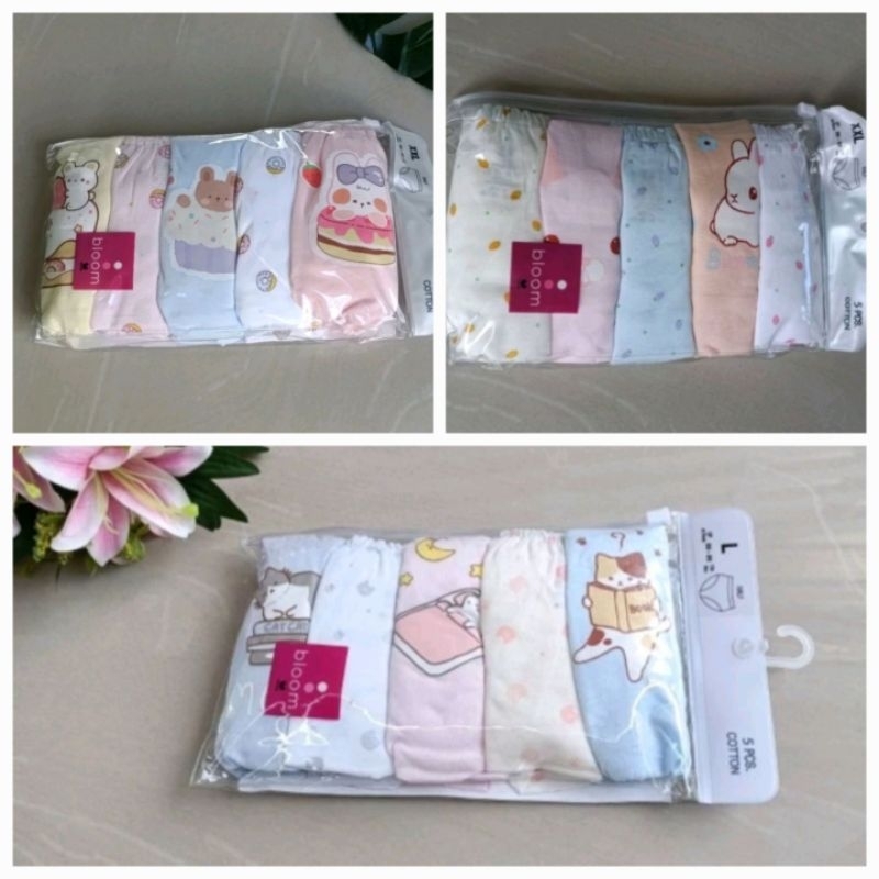 👶 WACOAL BLOOM  กางเกงในเด็ก ร้อยยาง ผ้าCotton 100% 👶แบบแพ็ค 5ตัว