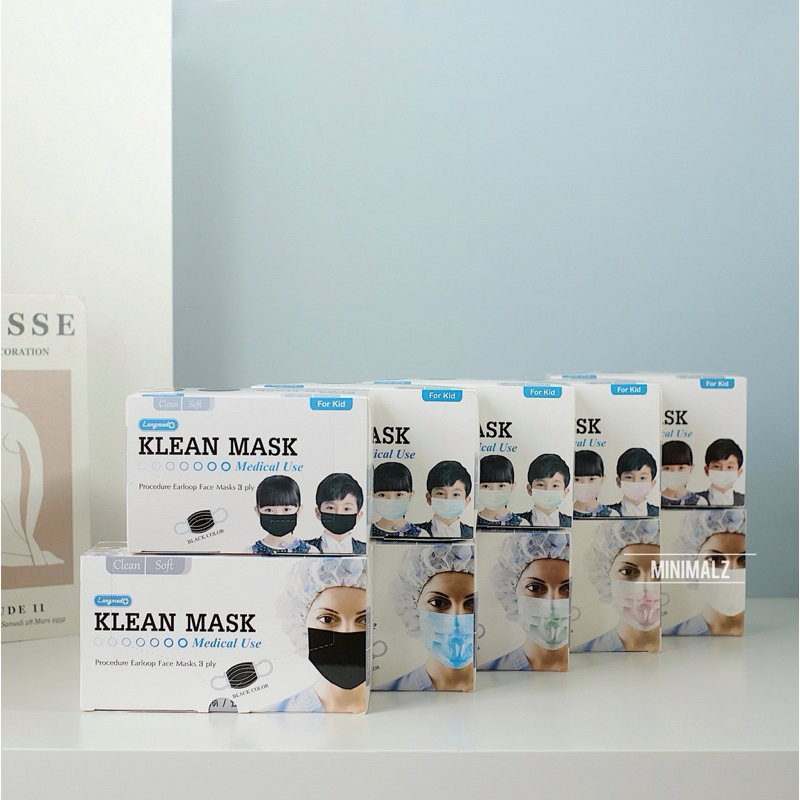 เด็ก-ผู้ใหญ่ NEW 5 สี KLEAN MASK กันฝุ่นPM2.5 หน้ากากอนามัยทางการแพทย์ Medical Use LONGMED หน้ากากอนามัย 50ชิ้น แมส