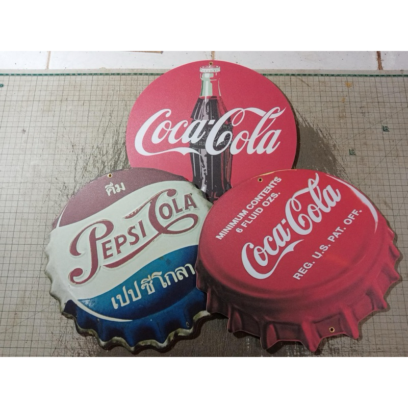 ป้ายไม้ Coca Cola pepsi ขนาด 38 cm.