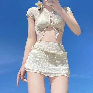 swim girlชุดว่ายน้ํา 3 ชิ้น ชุดว่ายน้ำผู้หญิง กระโปรง ผ้าแห้งเร็วบางเฉียบ พร้อมส่งที่ไทยครับ#0146