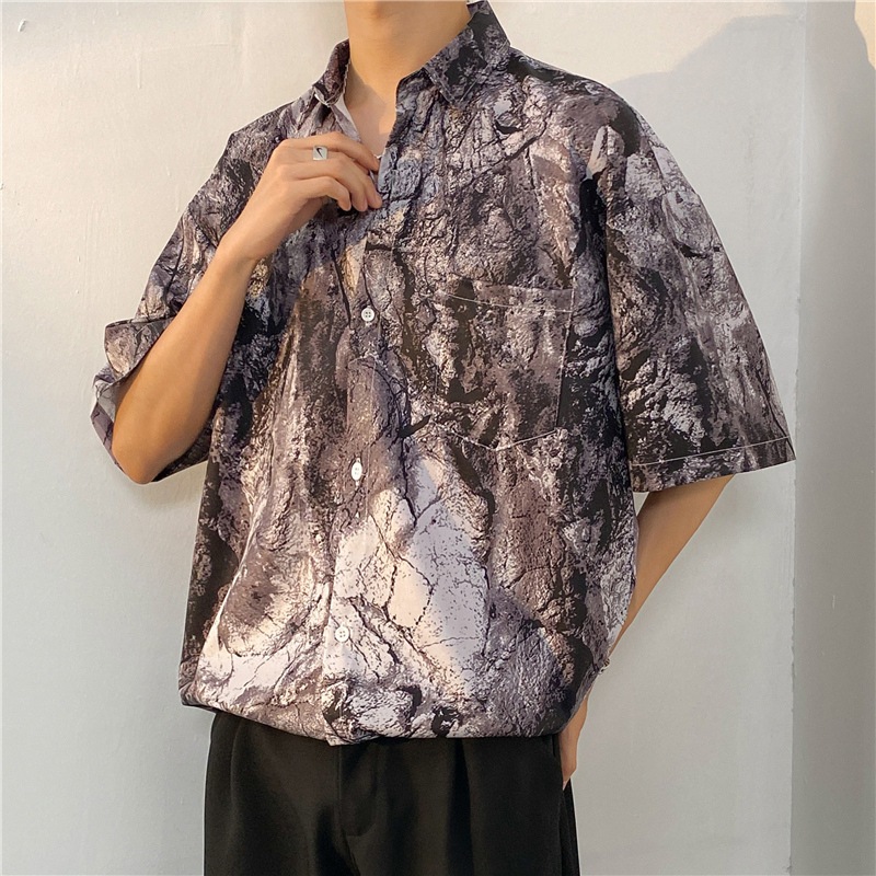 ใหม่ CTA1101 💎ส่งจากไทย💎 M-2XL เสื้อเชิ้ตผู้ชายแฟชั่นดอกไม้ ลายวินเทจฮาวายแขนสั้น ใส่เที่ยวทะเลเท่ๆ