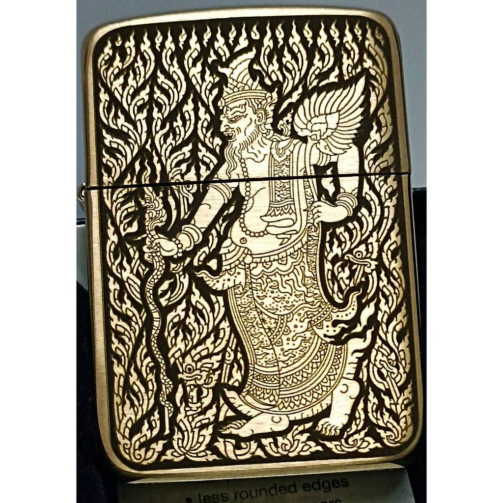 Zippo Replica Brass 1941ของแท้ สีทองด้าน ยิงเลเซอร์ ลายพระฤาษีเดินดง 5 ด้าน