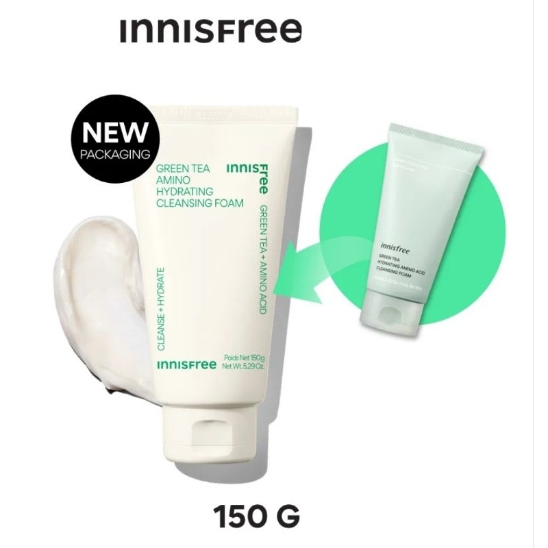 ฉลากไทยผลิต 9/2025) innisfree Green Tea hydrating amino Cleansing Foam 50ml หรือ 150 ml