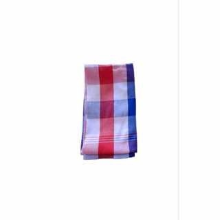 ผ้าขาวม้าลายตารางหมากรุกสีธงชาติ ผ้าขาวม้าไทยเย็บขอบสองรอบทั…