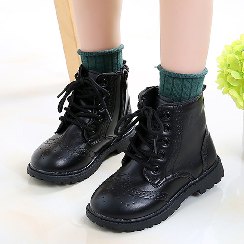 💜พร้อมส่งจากไทย💜 รองเท้าบูทเด็ก รองเท้าบูทมาร์ติน สีดำ เบอร์ 28-35