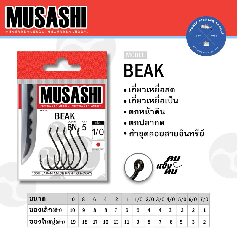 ตัวเบ็ดMUSASHIรุ่นBEAK