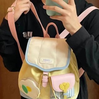 เทรนด์สตรีท วัสดุไนลอน การจับคู่สีเกาหลี ทันสมัยและลำลองกระเป๋าเป้ เหมาะสำหรับการท่องเที่ยวพักผ่อน1922