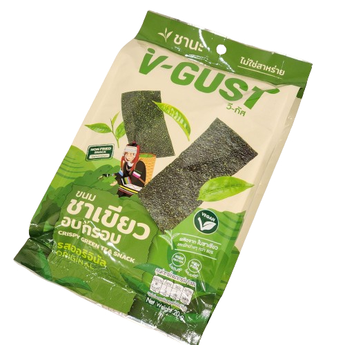 V-GUST วีกัส ขนมชาเขียวอบกรอบ Crispy green tea snack
