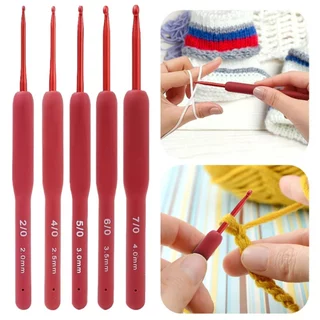 P045 เข็มถัก โครเชต์ ตะขอ อลูมิเนียม สีแดง 2 3 4 5 6 มม. เข็มถักแดง RED สําหรับถักโครเชต์ SP