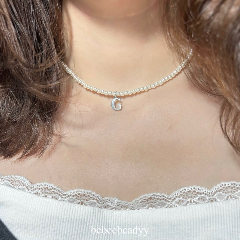 สร้อยคอมุก พร้อมจี้ตัวอักษร A-Z 𓈒 ✿🍨 | สร้อยมุก - รูปที่ 4