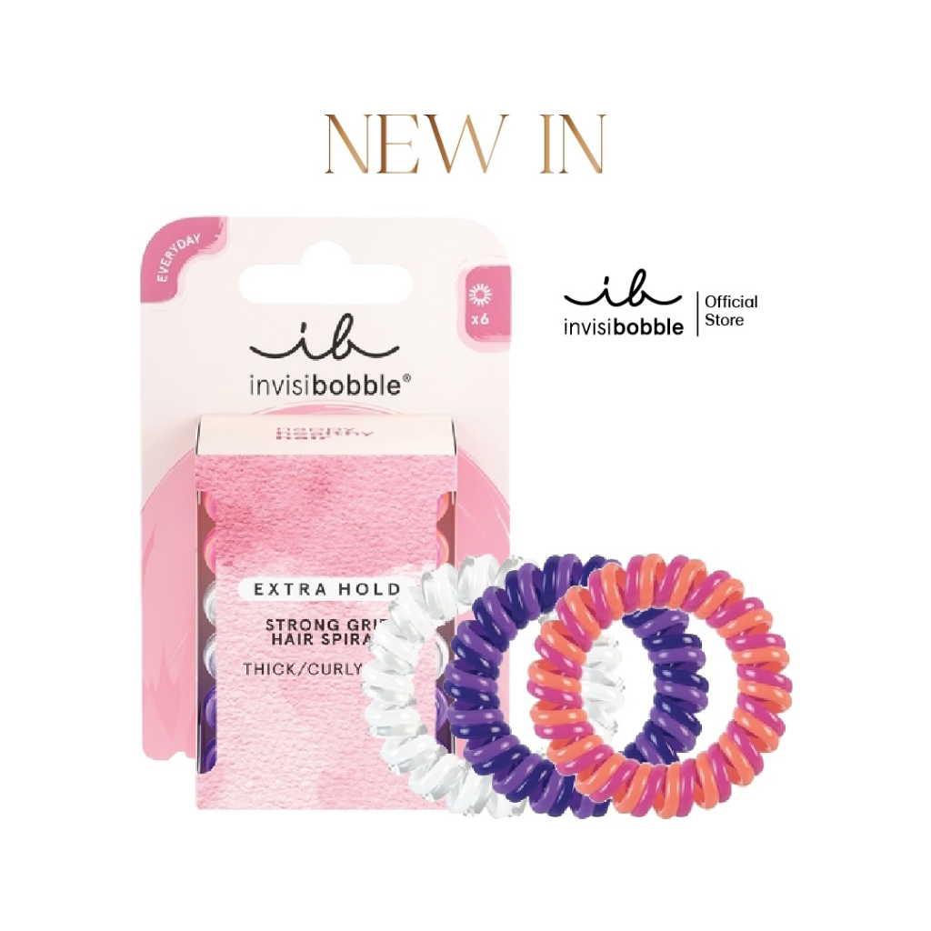 invisibobble ยางรัดผม ผมหนา ผมไม่เป็นรอย รุ่น Extra Hold สี Twirl Boss (1 กล่องบรรจุ 6 ชิ้น)