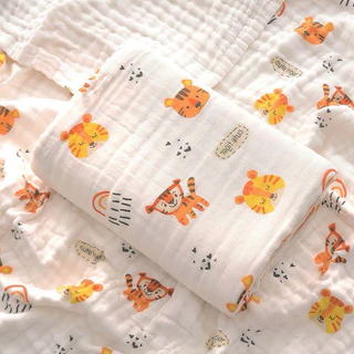 ผ้าห่ม ห่อตัว Cottonทอหนา6 ชั้นนุ่มละมุน 110x110cm (ชค ใหญ่)