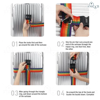 A HAUS สายรัด กระเป๋าเดินทาง มีรหัสล็อก คาด 4 ทิศ Luggage Strap วัสดุพรี่เมี่ยม แข็งแรงทนทาน เข็มขัดกระเป๋า