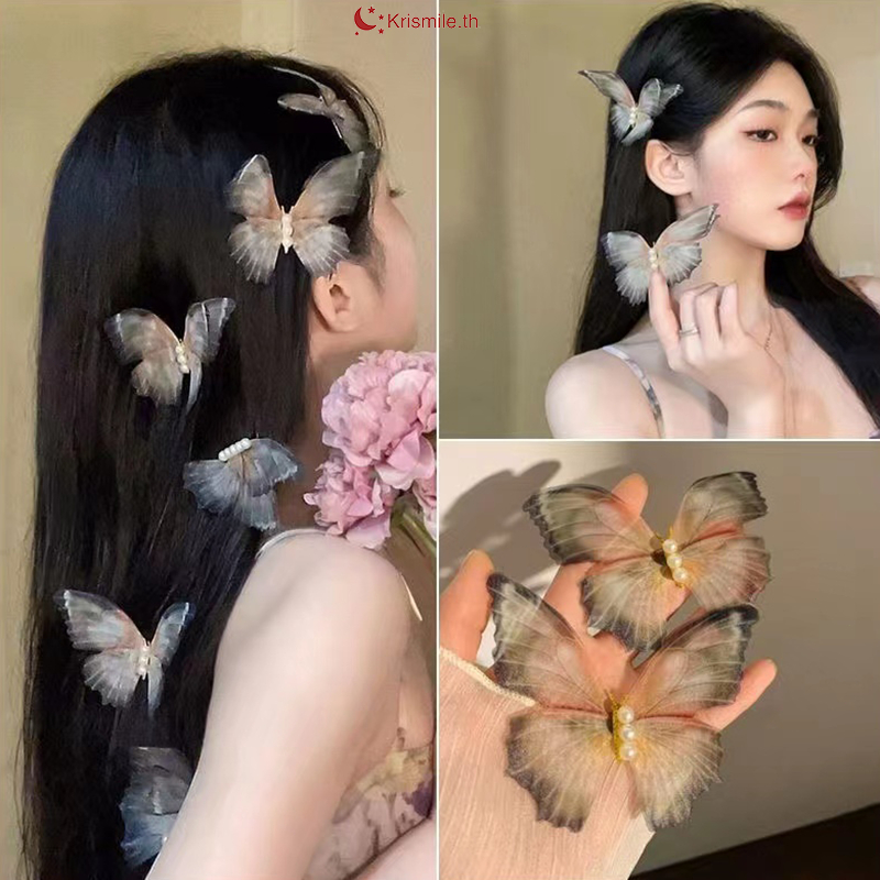 COD-ในไทย💖ใหญ่ผีเสื้อกิ๊ฟติดผม ละเอียดอ่อน รูปปากเป็ดสําหรับมัดผมหางม้า แฟชั่นย้อนยุค สไตล์เกาหลี นักเรียนสำหรับผู้หญิง2
