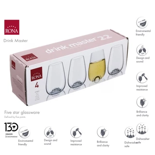 แก้วน้ำ แก้วไวน์ไม่มีขา, Rona Drink Master Multipurpose แก้วคริสตัล Stemless Crystal Glass
