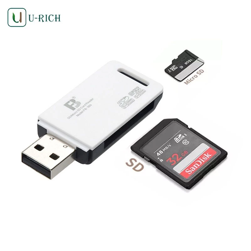การ์ดรีดเดอร์ USB3.0 USB2.0 2 in 1 TF / SD ขนาดเล็ก 2-in-1 Card Reader รองรับ TF Card และ SD Card