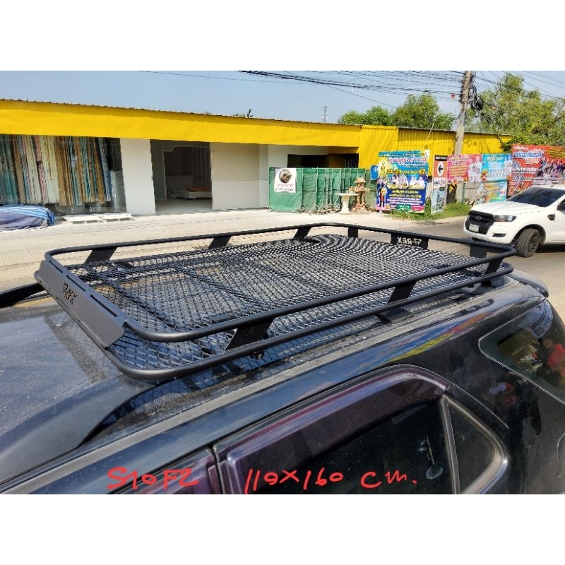 แร็คหลังคา S10F2 ขนาด 110x160 พร้อมตัวยู สำหรับยึดถาดแร็ค รถที่มีราวลอย(ฟอจูนเนอร์เก่า ปาเจโร่เก่า) ไม่ต้องซื้ออะไรเพิ่ม