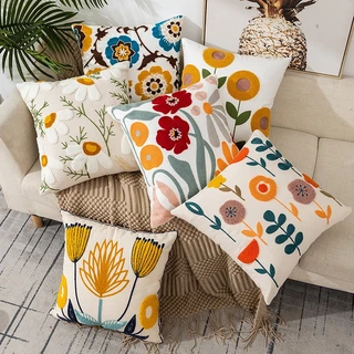 BHQ ปลอกหมอน ลวดลายดอกไม้ 45 * 45 ซม ปลอกหมอนพิมพ์ ปลอกหมอนสำหรับโซฟา Pillowcase for Sofa