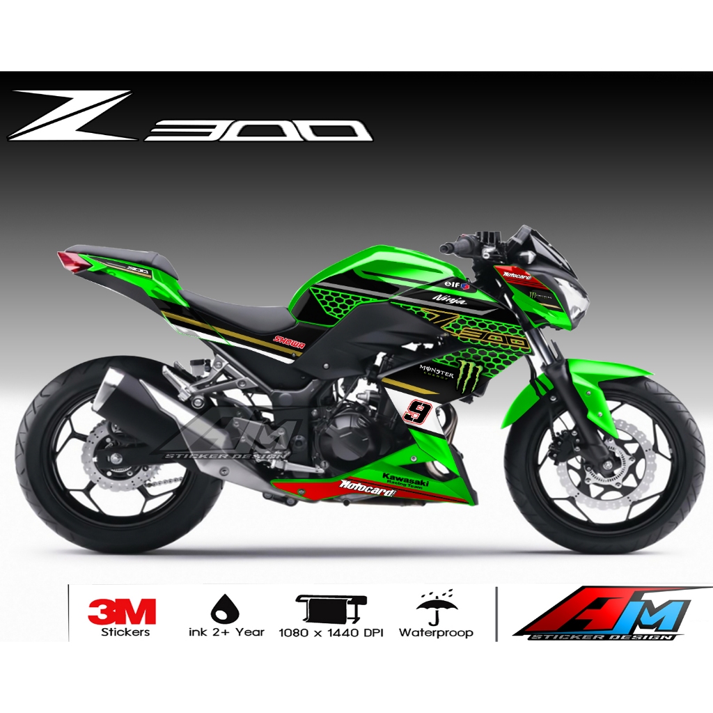 (Mr.AM) ชุดสติ๊กเกอร์ [เกรด Premium] Kawasaki Z300 (M.)