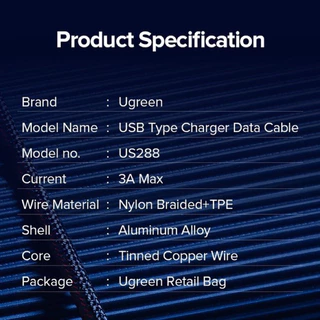 แท้💯 สายชาร์จสั้น UGREEN สายชาร์จเร็ว Type C 3A สำหรับ iPhone 17 16 15 ซัมซุง Android สายสั้น 25cm 50cm 1m ชาร์จแบตสำรอง