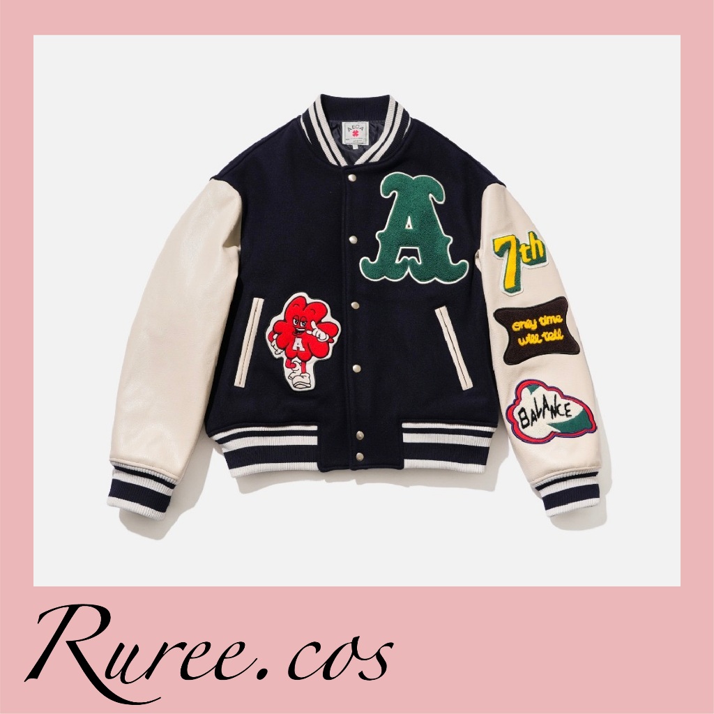 [พรีออเดอร์/ของแท้] Aeca White - 7TH Varsity Jacket Navy