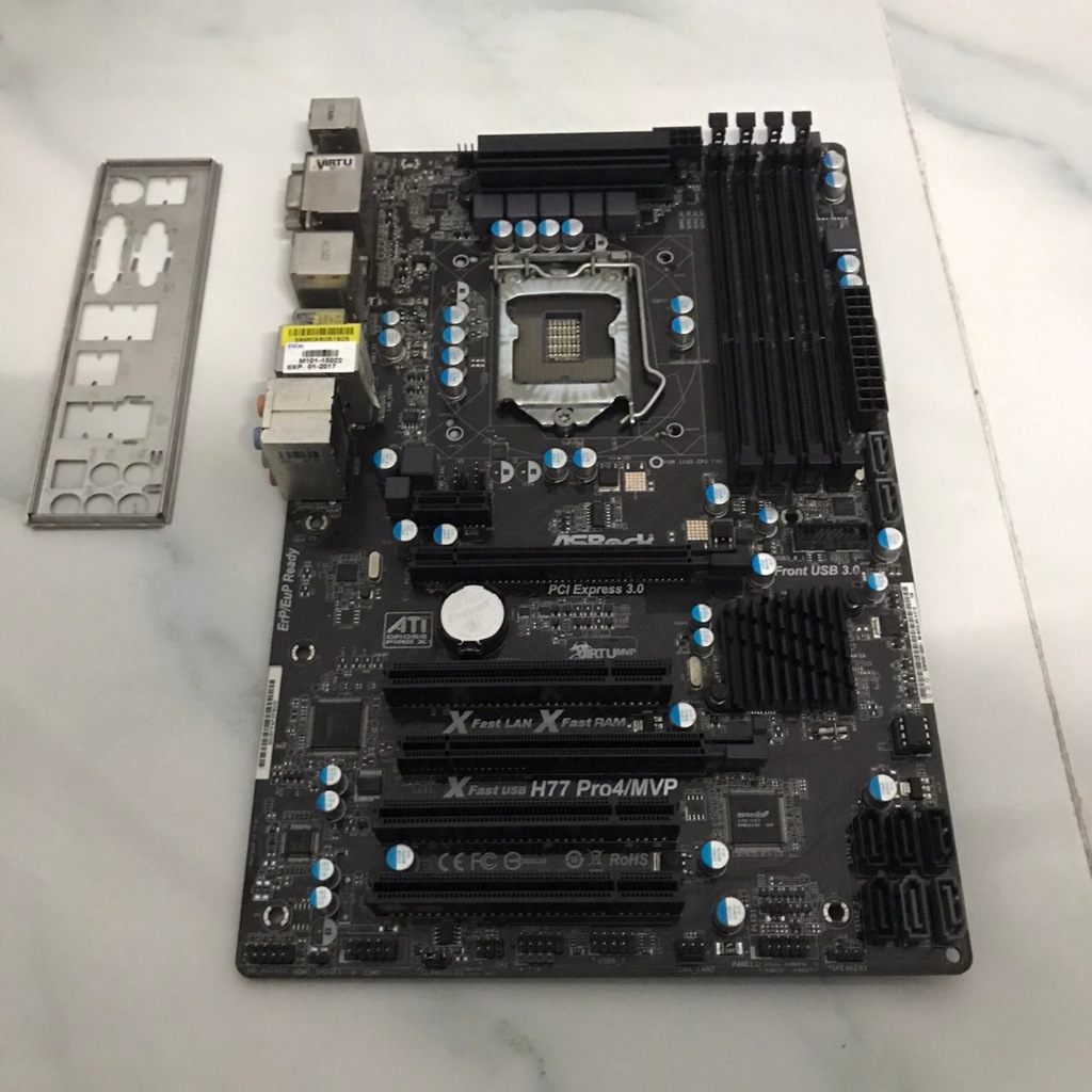 เมนบอร์ด Asrock H77 Pro4/MVP(1155)พร้อมฝาหลัง (งานช่าง)