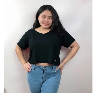 🔥 ยืดเอวลอย ไซส์ XXL 🔥เสื้อยืดครอปสาวอวบ อก 40-74 นิ้ว พลัสไซส์ ครอปคนอ้วน CHOTYSHOP SLX croptop