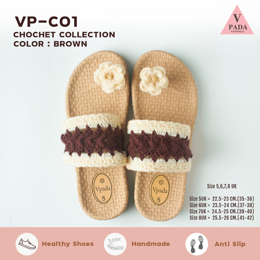 Vpada_sandals_VP-C01 Crochet Collection Two tone รองเท้าแตะชายหาดแบน รองเท้าแตะแฟชั่น