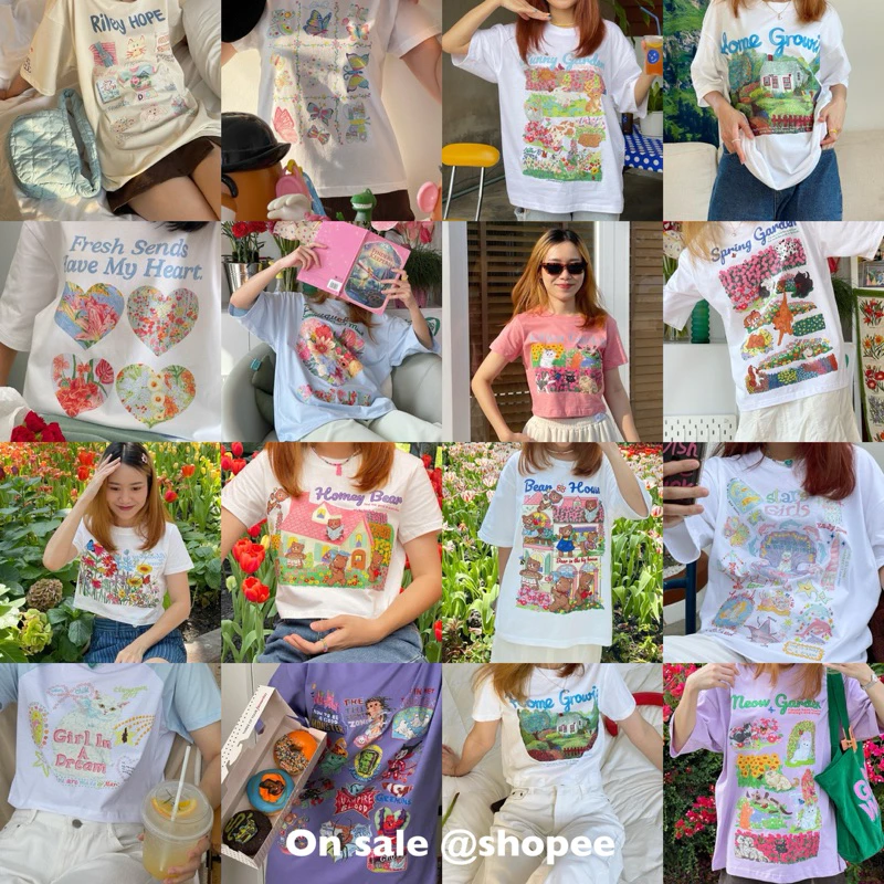(พร้อมส่ง)เสื้อรุ่นใหม่ หนากว่าเดิม! รวมเสื้อ oversize lockerdump TEE collection🌺⭐️🩵
