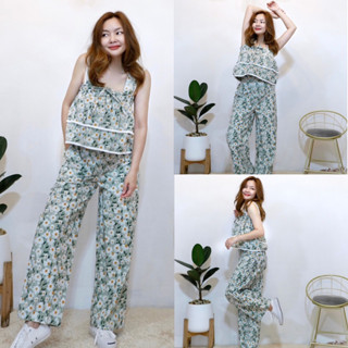 ชุดเซตสายเดี่ยว+กางเกงเอวสูง