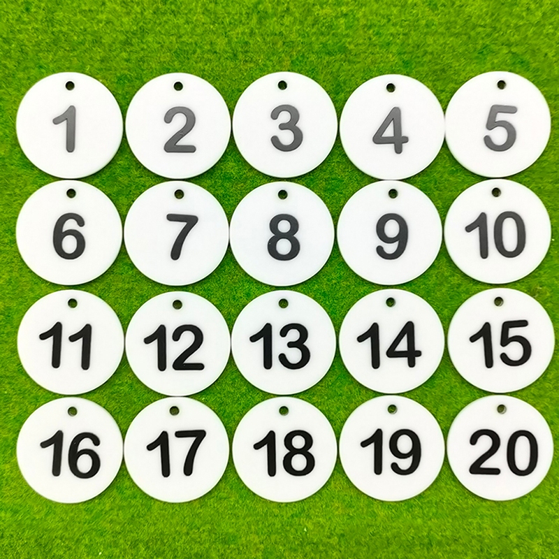 ป้ายตัวเลข สีขาว เลข 1-20 อะคริลิค หนา 2มิล