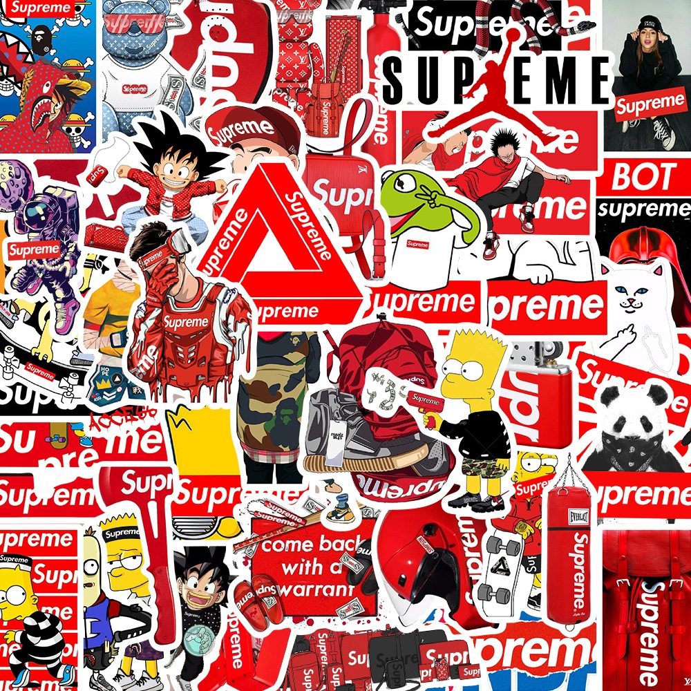 พร้อมส่ง Sup Supreme sticker โคก pooh totoro สติกเกอร์กันน้ำรูปแบบที่แตกต่างกัน 100ชิ้น