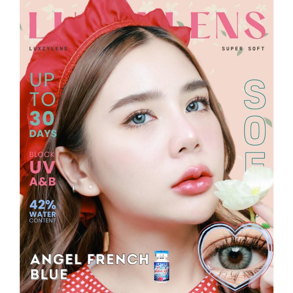 คอนแทคเลนส์🌈Angel French🌈 Green / Blue (Luxzylens) ขนาดมินิ💖 รุ่นฮิตล่าสุดจากเกาหลี - รูปที่ 4