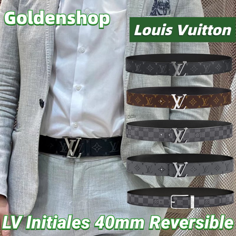 🍒หลุยส์วิตตอง Louis Vuitton เข็มขัดรุ่น LV Initiales ขนาด 40 มม. ใส่ได้ทั้งสองด้าน