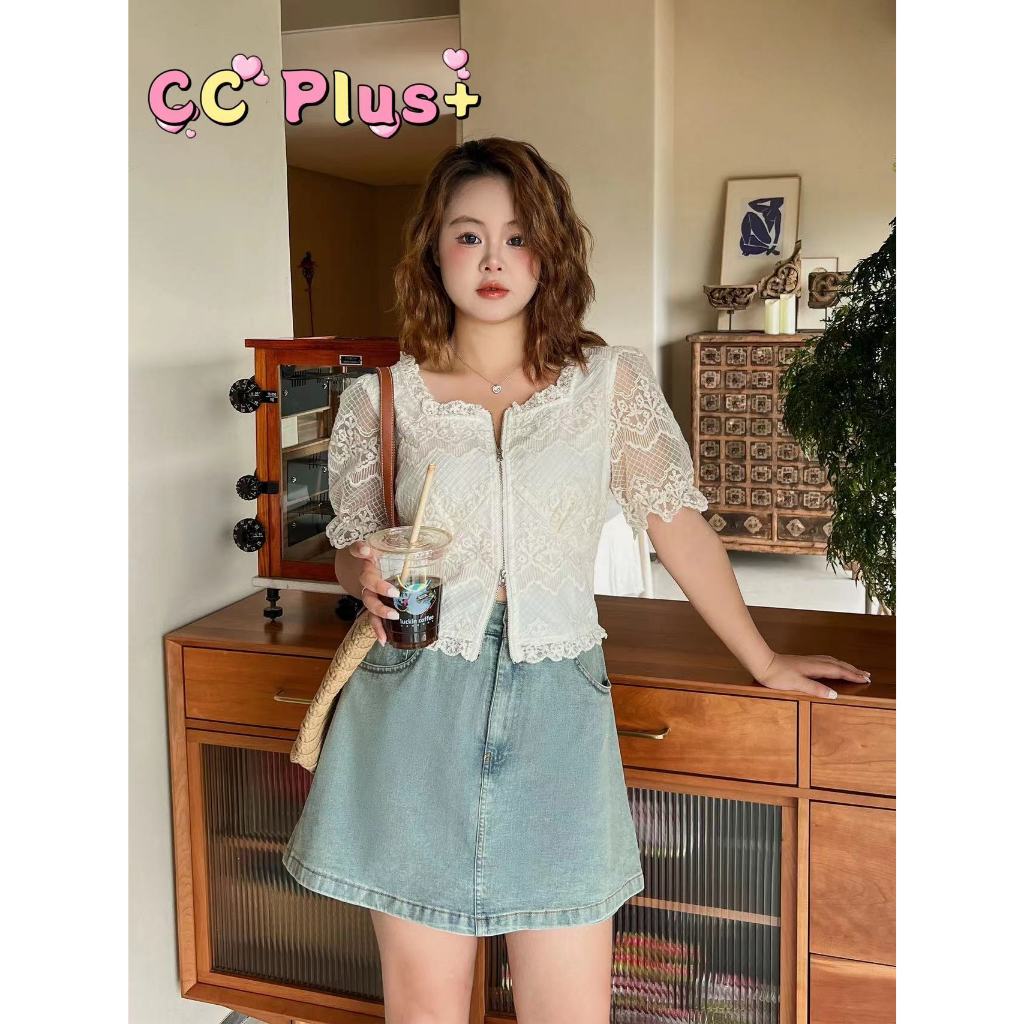 CiCi Plus+(619)กระโปรงกางเกงยีนส์สั้น กระเป๋าหน้าหลังใช้งานได้จริง ทรงสวย ใส่เเล้วหุ่นเพรียว เหมาะกับสาวพลัสไซส์
