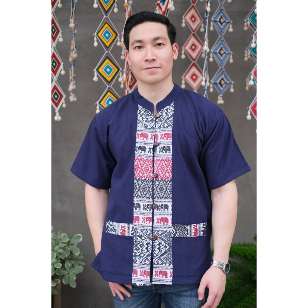 เสื้อผ้าฝ้ายพื้นเมือง รุ่น ช้างสั้นBB357
