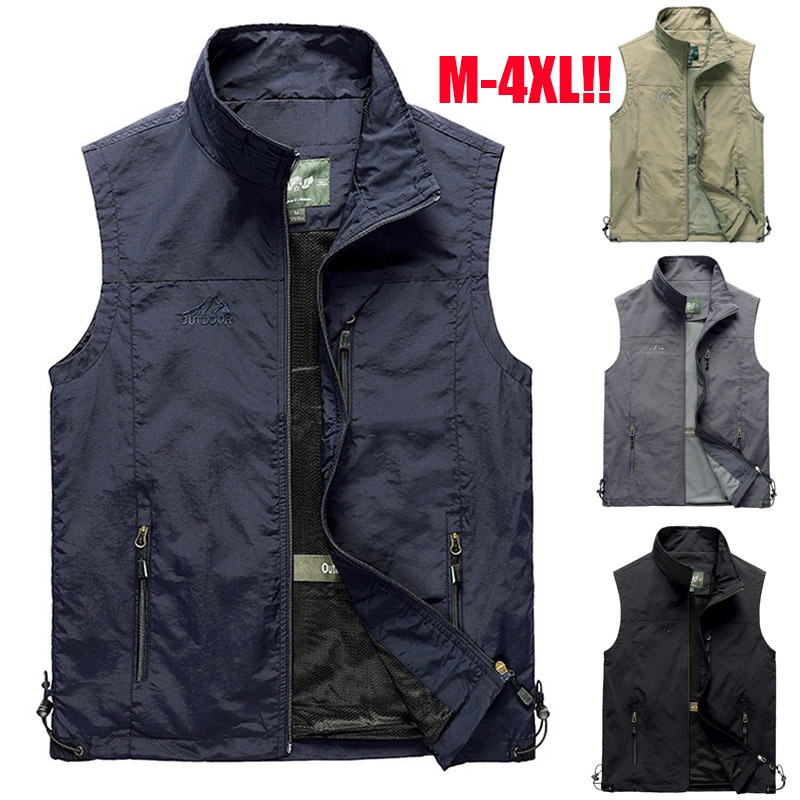 Intelscore😎😎 เสื้อกั๊กเดินป่าแขนกุดผู้ชาย เสื้อกั๊กกันน้ำระบายอากาศแบบสบาย ๆ กลางแจ้ง (M-3XL!!เสื้อกั๊กตกปลา~