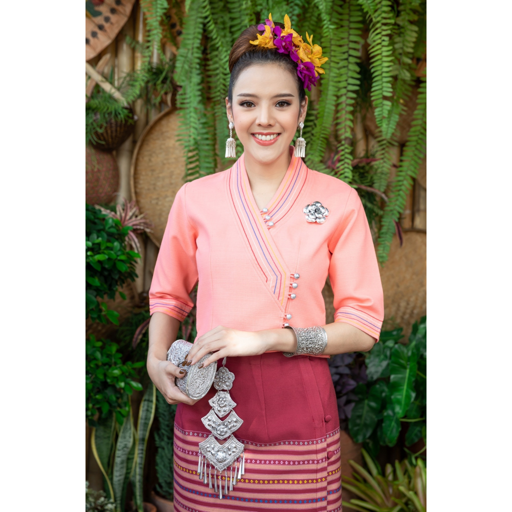 เสื้อผ้าฝ้ายพื้นเมือง รุ่นดอกฝ้ายอัดกาวFF1120